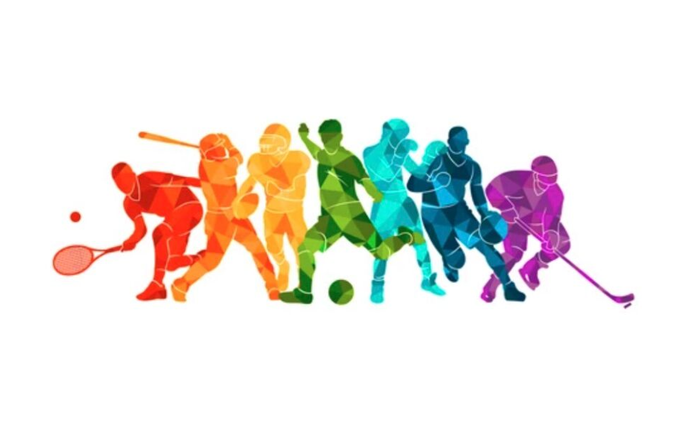 Illustrated athletes from tennis, baseball, football, soccer, boxing, basketball and hockey
